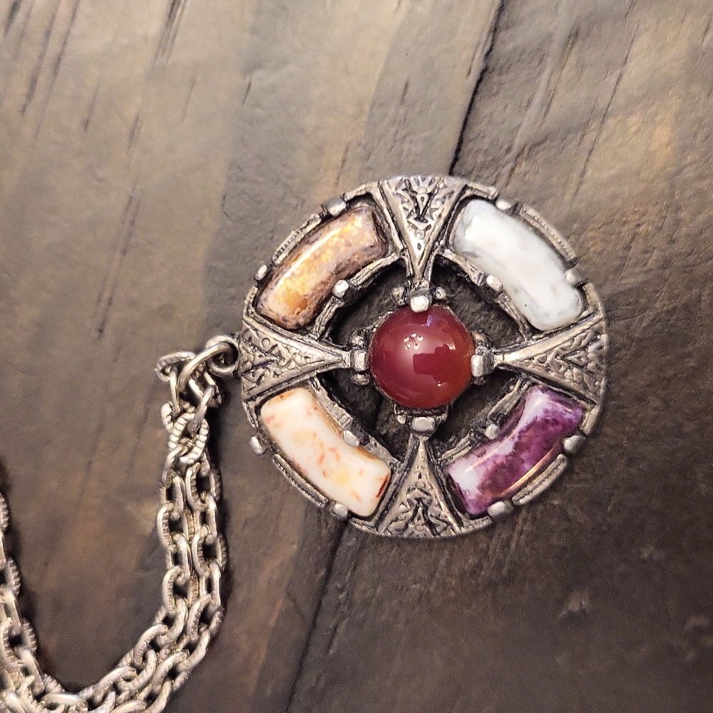 Pewter Gemstone Celtic Pendant Necklace - Picture 2 of 10